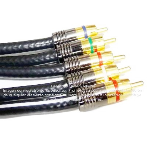 Cable Digital RCA de Video RGB + Audio R/L de 1.8 m 5 vías 75 Ohm
