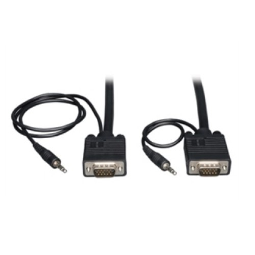 Cable VGA SVGA (HD15) macho a macho con audio 3.5 mm estéreo integrado de 3 m Cable VGA SVGA (HD15) macho a macho con audio 3.5 mm estéreo integrado de 3 m