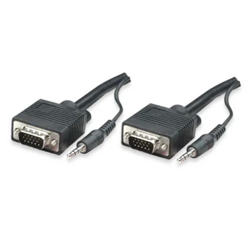 Cable VGA SVGA (HD15) macho a macho con audio 3.5 mm estéreo integrado de 1.8 m Cable VGA SVGA (HD15) macho a macho con audio 3.5 mm estéreo integrado de 1.8 m