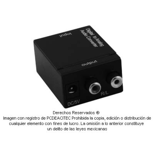 Convertidor de audio digital Fibra Óptica Toslink o Coaxial Digital a RCA análogo Convertidor de audio digital Fibra Óptica Toslink o Coaxial Digital a RCA análogo