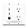 Placa Tapa 2 Gang Decora 2 HDMI 4k + Jack RJ45 Cat5e + Contacto Eléctrico Dual en ABS