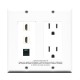 Placa Tapa 2 Gang Decora 2 HDMI 4k + Jack RJ45 Cat5e + Contacto Eléctrico Dual en ABS