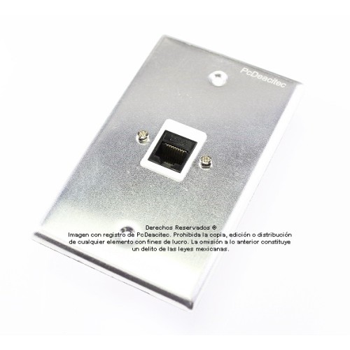 Placa Tapa Jack RJ45 Cat6 cople en Aluminio