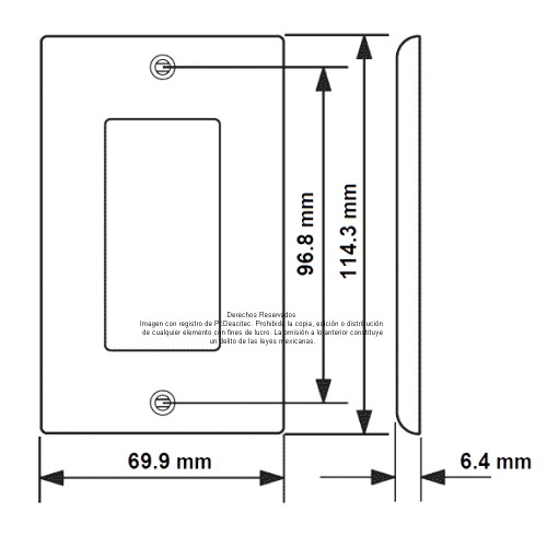 Placa Tapa Decora HDMI 4k keystone + 2 Jack RJ45 Cat6 en ABS