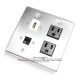 Placa Tapa HDMI 4k + Jack RJ45 Cat5e + 2 Contactos Eléctricos en Al