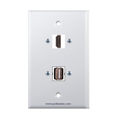 Placa Tapa HDMI 4k + USB 2.0 en ABS