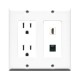 Placa Tapa 2 Gang Decora HDMI 4k + Jack RJ45 Cat5e + Contacto Eléctrico Dual en ABS