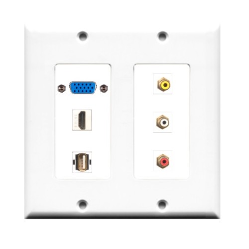 Placa Tapa Decora VGA + HDMI 4k + USB 2.0 + AV 3 RCA en ABS