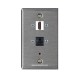 Placa Tapa HDMI 4k + Jack RJ45 Cat5 + audio Jack 3.5 mm en Acero Inoxidable