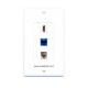 Placa Tapa Decora HDMI 4k + Jack RJ45 Cat6 + Jack Telefónico en ABS