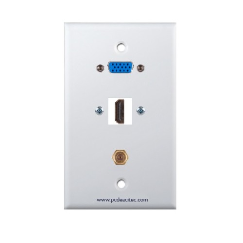 Placa Tapa VGA + HDMI 4k + antena coaxial F en ABS