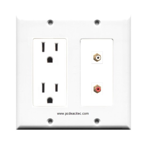 Placa Tapa 2 RCA + Contacto Eléctrico Dual en ABS