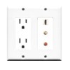 Placa Tapa Decora HDMI 4k + 2 RCA + Contacto Eléctrico Dual en ABS