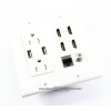 Placa Tapa Decora Contacto Eléctrico Dual + 2 USB carga + 4 HDMI 4k + Cople Jack RJ45 Cat6 + Conector roscado F