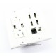Placa Tapa Decora Contacto Eléctrico Dual + 2 USB carga + 4 HDMI 4k + Cople Jack RJ45 Cat6 + Conector roscado F
