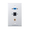 Placa Tapa VGA + Jack RJ45 Cat5e + antena coaxial F en ABS