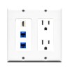 Placa Tapa Decora HDMI + 2 Jacks RJ45 Cat6 + Contacto Eléctrico Dual en ABS