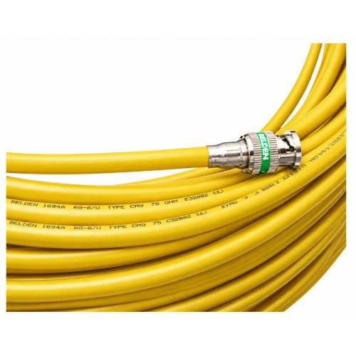 Jumper Amarillo Belden 1694A BNC a BNC Cable Coaxial SDI/HD-SDI RG6 75 Ohm 6G-SDI de 10 m