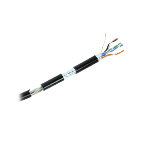 Cable Cat6+ Calibre 23 Exterior Blindado Tipo FTP para Climas Extremos, UL, Color Negro venta por metro Cable Cat6+ Calibre 23 Exterior Blindado Tipo FTP para Climas Extremos, UL, Color Negro venta por metro