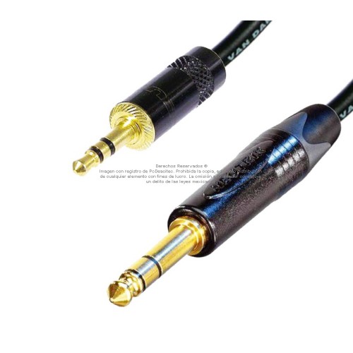 Cable estéreo TRS 6.3 mm a TRS 3.5 mm Canare - Neutrik en oro de 2 m