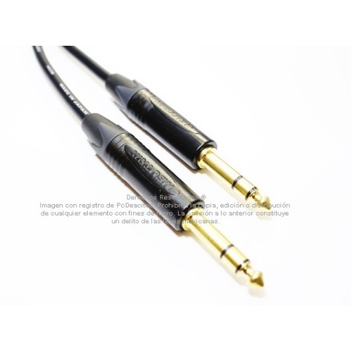 Cable estéreo TRS a TRS 6.3 mm Canare - Neutrik en oro grado estudio de 70 m
