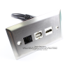Placa Tapa HDMI 4k pigtail + USB 2.0 + Jack RJ45 Cat6 crimpado en Acero Inoxidable