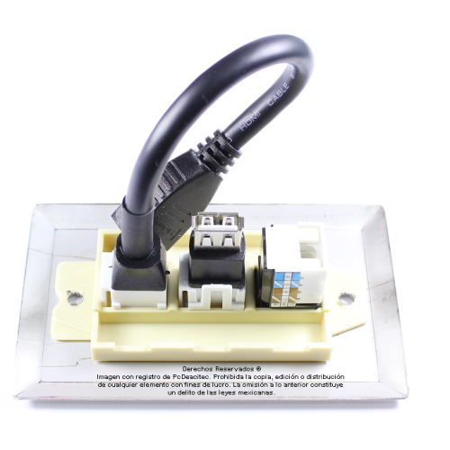 Placa Tapa HDMI 4k pigtail + USB 2.0 + Jack RJ45 Cat6 crimpado en Acero Inoxidable Placa Tapa HDMI 4k pigtail + USB 2.0 + Jack RJ45 Cat6 crimpado en Acero Inoxidable