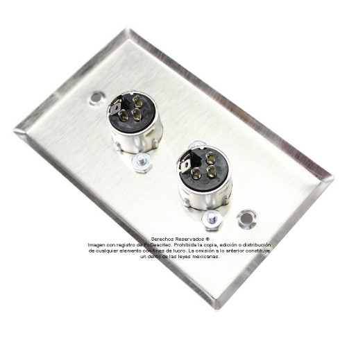 Placa Tapa XLR Canon doble soldable en Acero Inoxidable Placa Tapa XLR Canon doble soldable en Acero Inoxidable