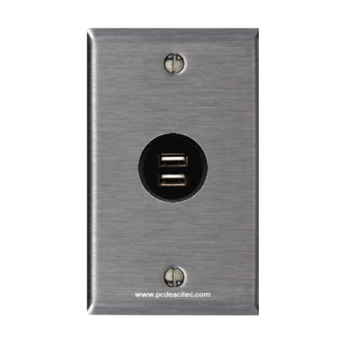 Placa Tapa doble USB 2.0 pigtail en Acero Inoxidable