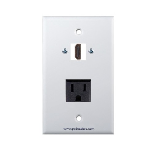 Placa Tapa HDMI 4k + Contacto Eléctrico Aterrizado en ABS
