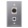 Placa Tapa Metálica XLR soldable hembra + Jack 3.5 mm audio Keystone en Aluminio