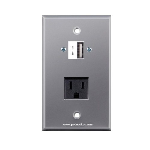 Placa Tapa USB de carga + contacto eléctrico en Aluminio