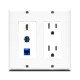 Placa Tapa Decora HDMI 4k + USB 2.0 + Jack RJ45 Cat6 + Contacto Eléctrico Dual en ABS
