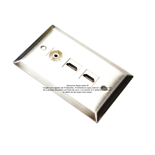 Placa Tapa doble HDMI 4k + audio Jack 3.5 mm en Acero Inoxidable Placa Tapa doble HDMI 4k + audio Jack 3.5 mm en Acero Inoxidable