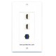 Placa Tapa Decora 2 HDMI 4k pigtail + USB 3.0 en ABS