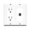 Placa Tapa Contacto Eléctrico Dual + Cat6 Ponchable ABS