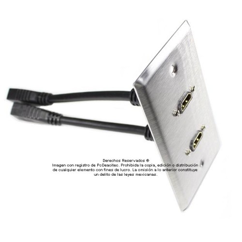 Placa Tapa doble HDMI 4k pigtail en Aluminio