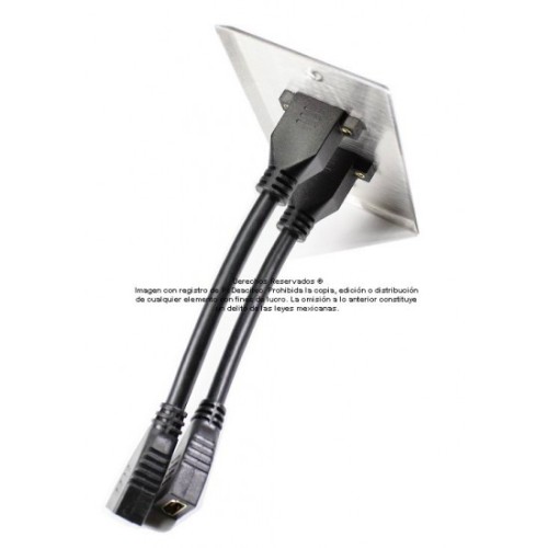Placa Tapa doble HDMI 4k pigtail en Aluminio