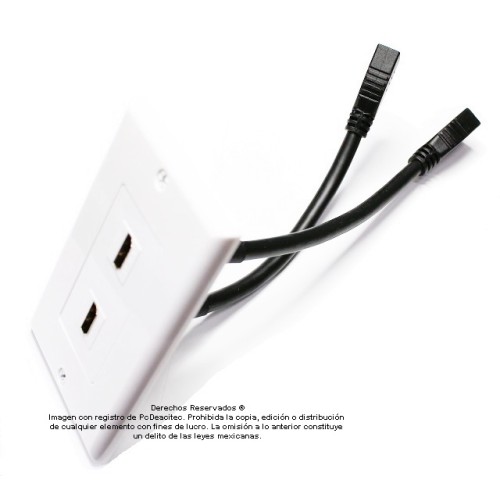 Placa Tapa Decora doble pigtail HDMI 4k en ABS