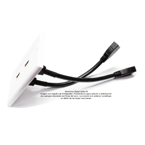 Placa Tapa Decora doble pigtail HDMI 4k en ABS