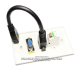 Placa Tapa VGA + HDMI 4k pigtail + Audio Jack 3.5 mm opresores en ABS