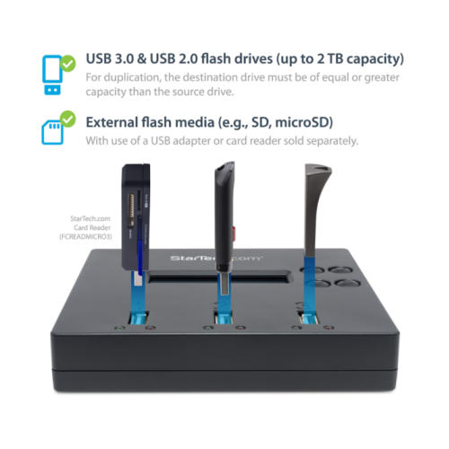 Duplicadora de memorias USB 1x2 portátil