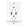 Placa Tapa Decora contacto Eléctrico Doble + 2 x USB de carga en ABS