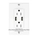 Placa Tapa Decora contacto Eléctrico Doble + 2 x USB de carga en ABS