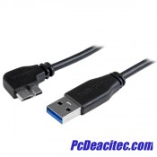 Cable delgado de 0.5m Micro USB 3.0 acodado a la izquierda a USB A