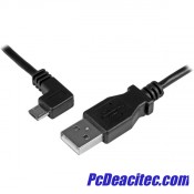 Cable de 1m Micro USB con conector acodado a la izquierda - Cable de Carga y Sincronización