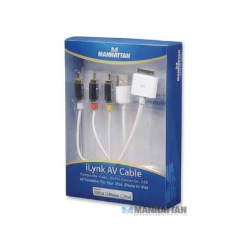 Cable 30 pines ipod, ipad, iphone a AV Compuesto con USB