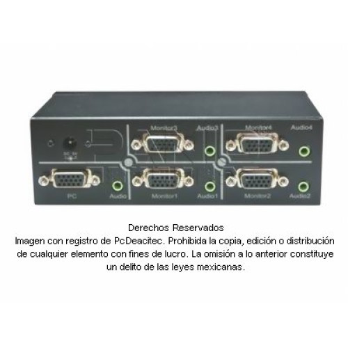 VGA Video Splitter 1X4, con audio integrado hasta 60 m