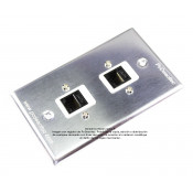 Placa Tapa Jack RJ45 Cat5e x 2 ponchable Aluminio