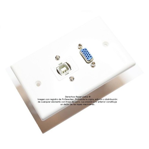 Placa Tapa VGA + USB 2.0 tipo B a tipo A en ABS